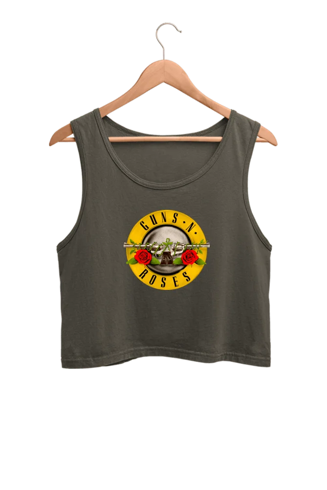 Crop Top Ufficiale Guns N' Roses, Verde, Donna, Taglia M, Stampa Appetite For Destruction, Collezione Limitata