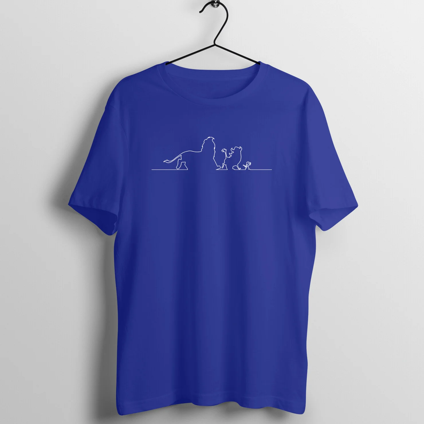 front-62595204dcae8-Royal_Blue_S_Men_Round.jpg Hakuna Matata T-Shirt | Minimalistic line drawing - Image 1