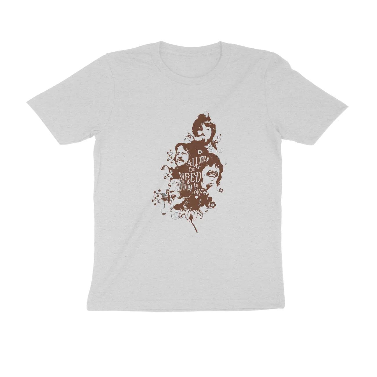 front-626c38f08e486-Melange_Grey_S_Men_Round.jpg The Beatles T Shirt | Flower Art - Image 1