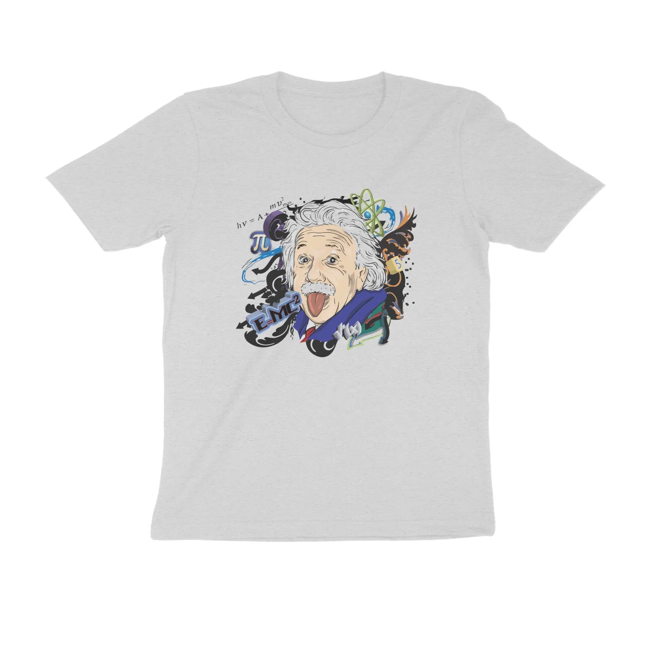 front-6276fa8bb7523-Melange_Grey_S_Men_Round.jpg Einstein T Shirt | Science T Shirt - Image 1