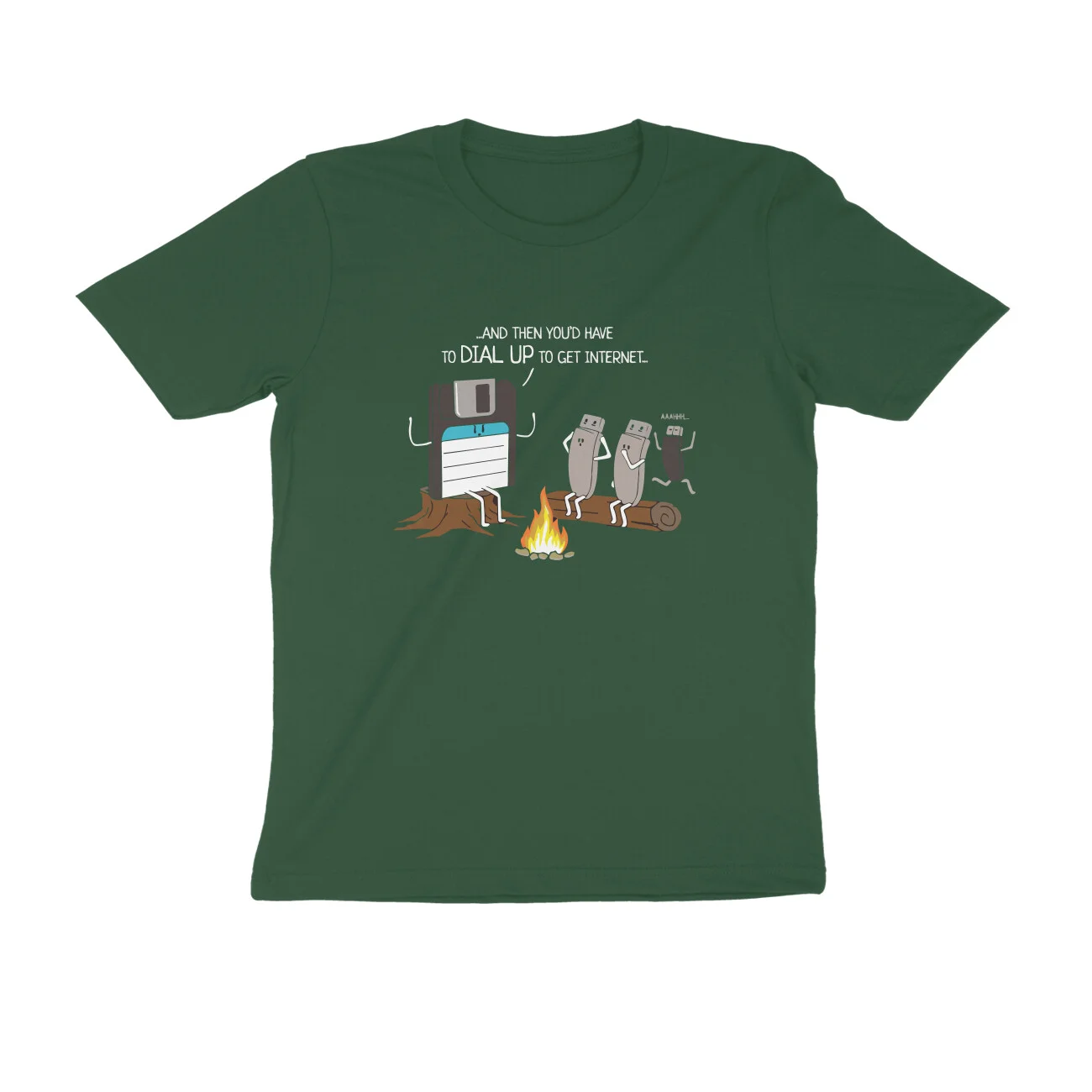 front-6277e21fc00e9-Olive_Green_S_Men_Round.jpg Old Technology T Shirt | Funny Tee - Image 1