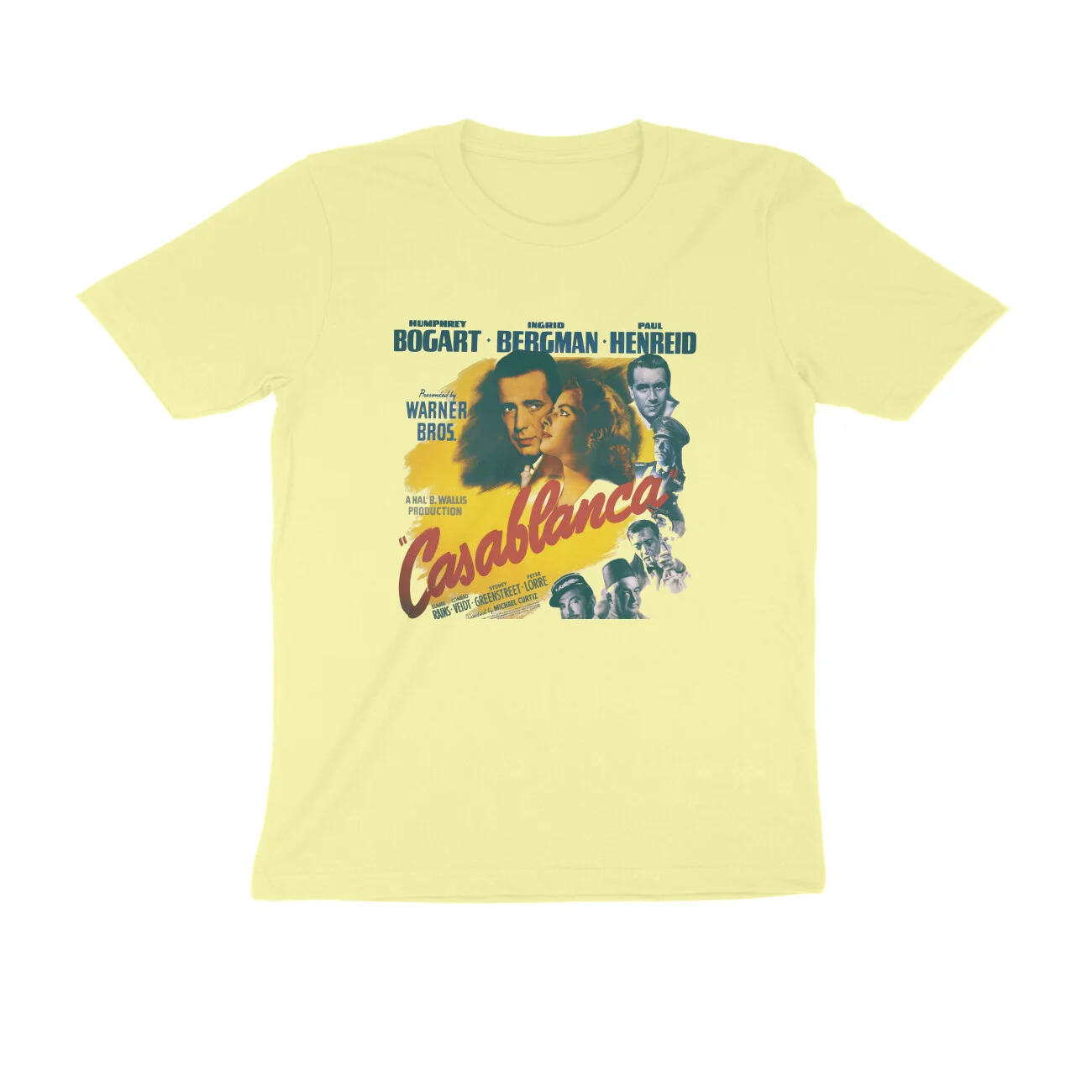 front-62e6b899c2db6-Butter_Yellow_S_Men_Round.jpg Casablanca Movie T-Shirt - Image 1