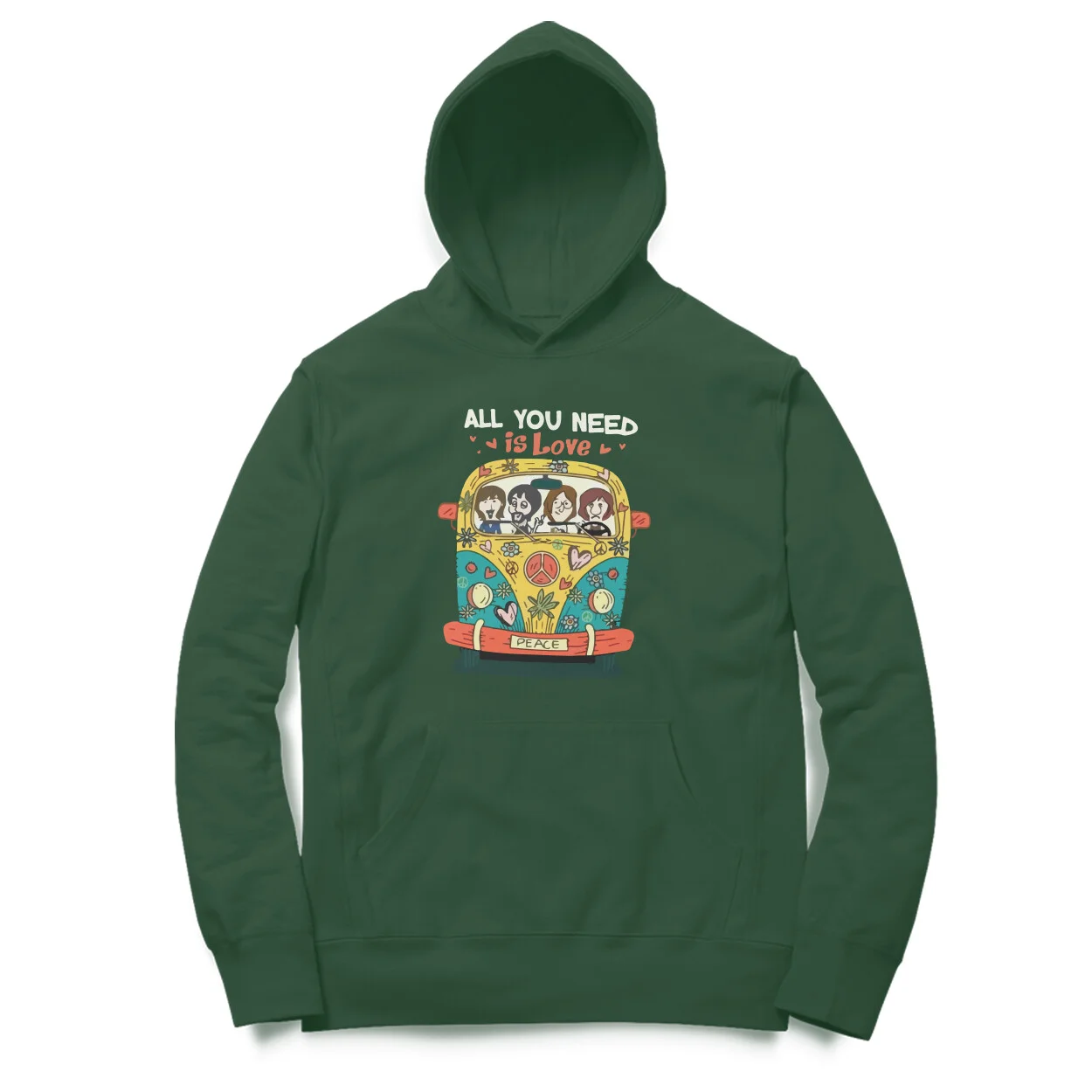 front-6320f445b6ecf-Olive_Green_L_Hoodie.jpg The Beatles Hoodie | Scooby Doo Van - Image 1