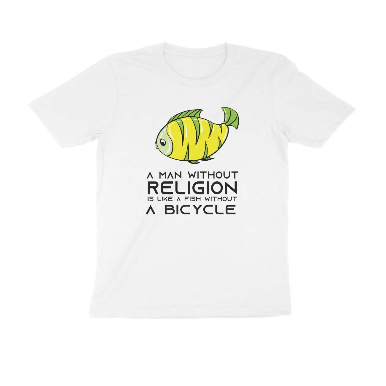 front-6375778c49c98-White_S_Men_Round.jpg Fish and Bicycle T-Shirt - Image 1