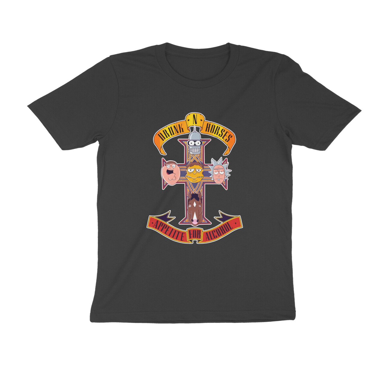 front-64af254e2151b-Black_S_Men_Round.jpg guns n roses funny t shirt | drunk n horses