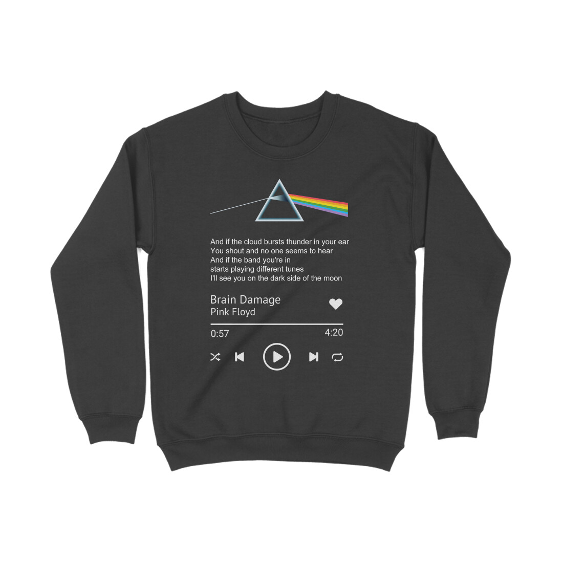 Pink Floyd Sweatshirt Music Player Style