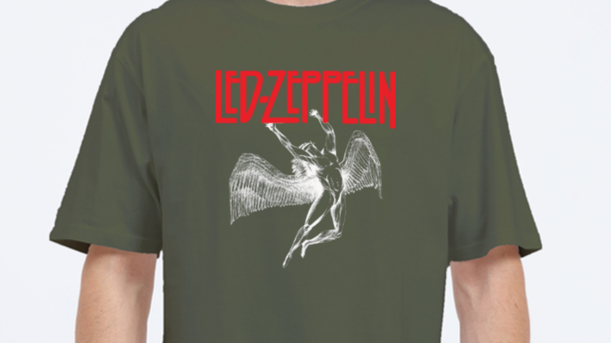 【SATIIIZ】Betten printed short-sleeved T-shirt Led Zeppelin Oversized T-Shirt | Icarus - Wittee
