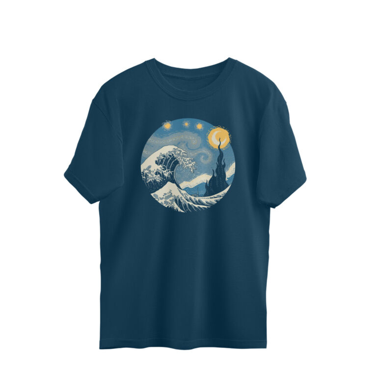 starry night oversized t shirt | great wave