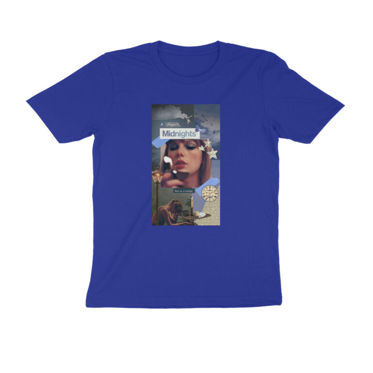 taylor swift t shirt | midnights shuffle collage lucky size, navy blue s