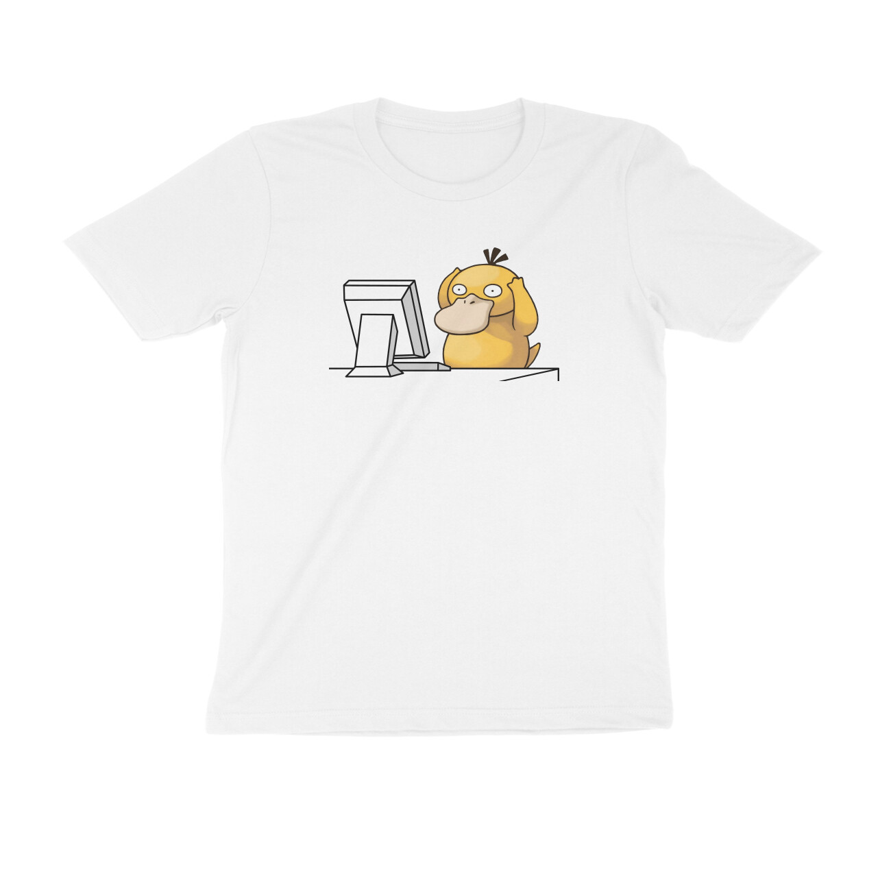 front-6617fa81633ab-White_S_Men_Round.jpg psyduck computer meme t shirt