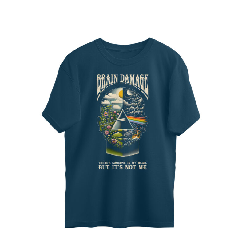 Size 2XL Navy Blue Pink Floyd Oversized T-shirt | Brain Damage