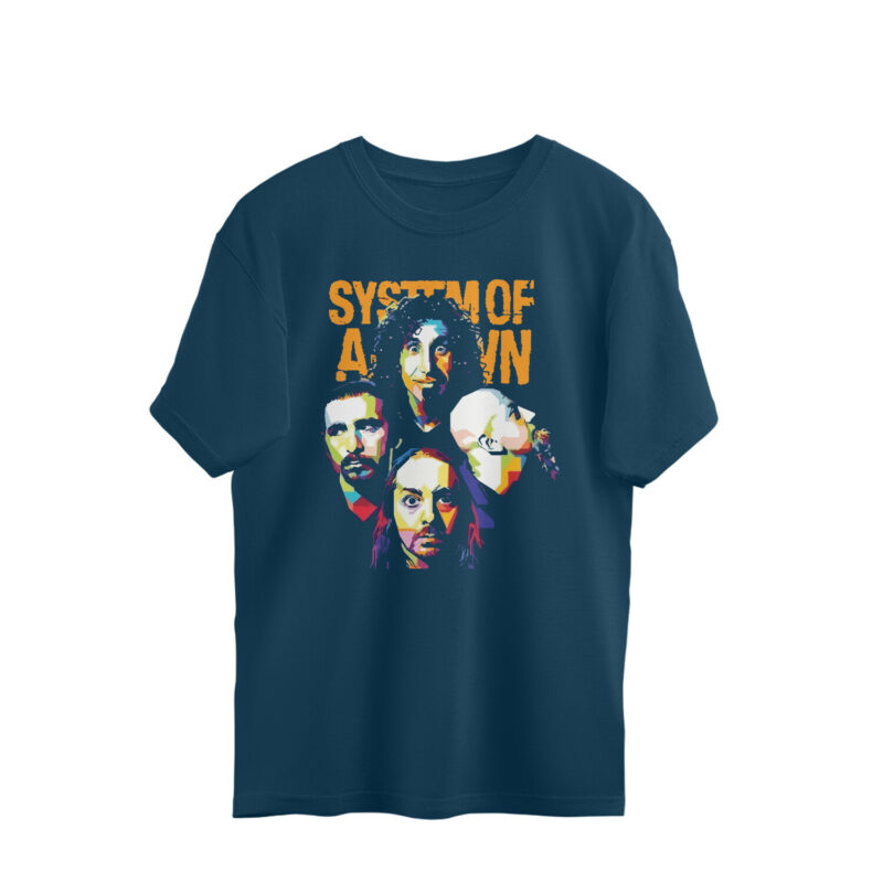 Size 2XL Navy Blue System of a Down Oversized T-shirt | Pop Art