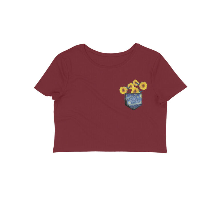 van gogh pocket of art crop top