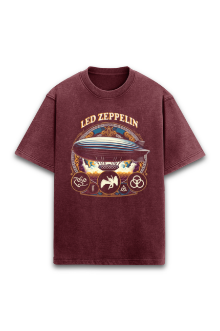 led zeppelin oversied acid wash t shirt