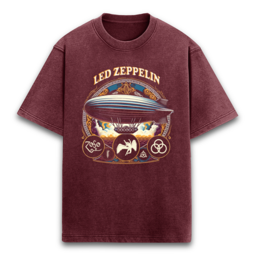 led zeppelin oversied acid wash t shirt