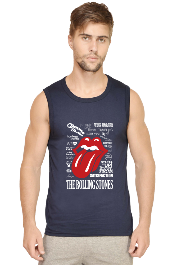 Navy Blue rolling stones sleeveless t shirt