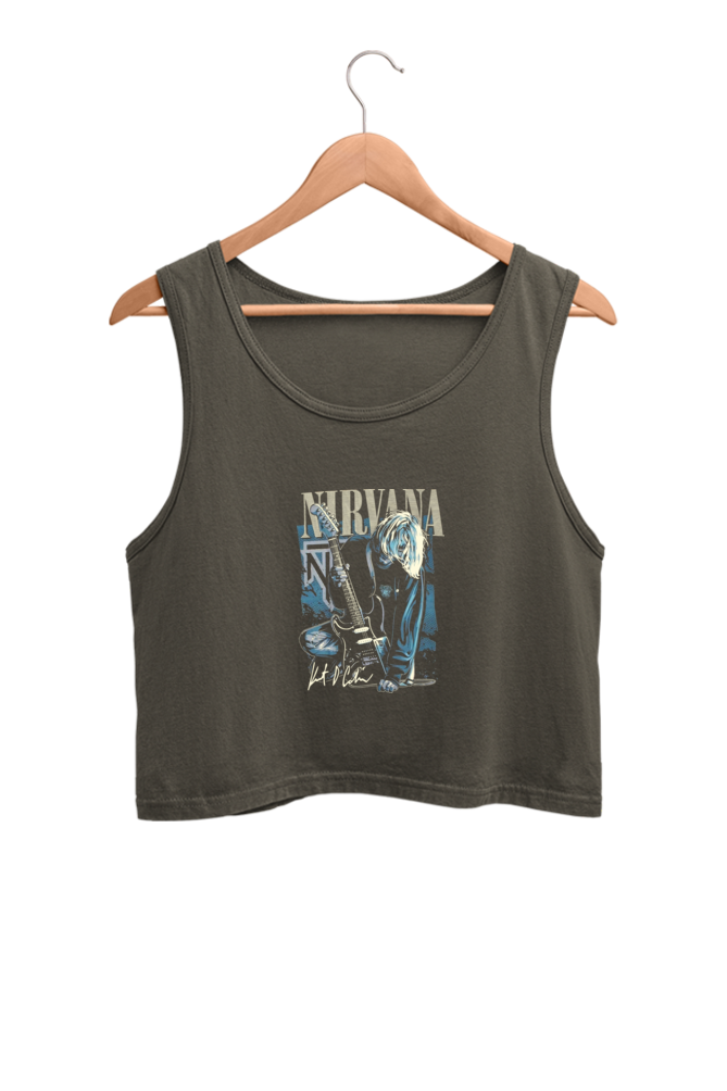 Olive Green nirvana crop tank | kurt cobain