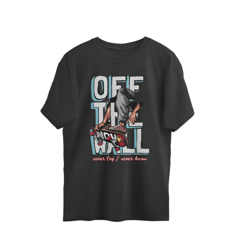 Size 2XL Black Skateboard streetwear oversized T-shirt | Off the Wall