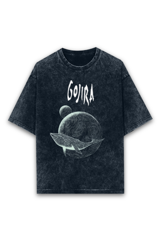 Size S Navy Blue Gojira Acid wash Oversized T-shirt