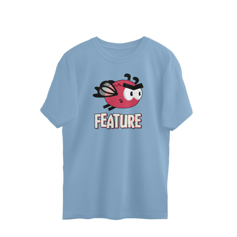 Size S Baby Blue Coding Oversized T-shirt - Bug Feature