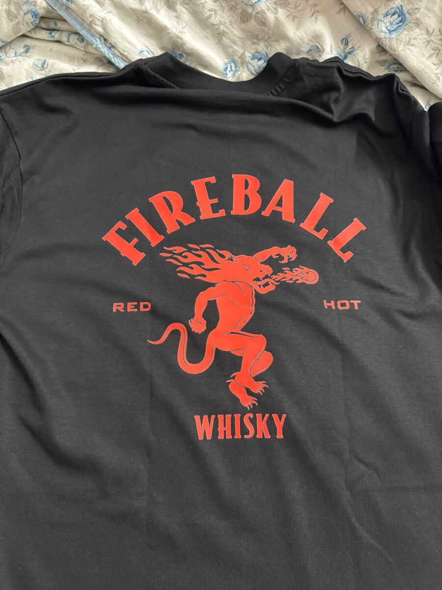 fireball whiskey oversized t shirt (both sides printed)