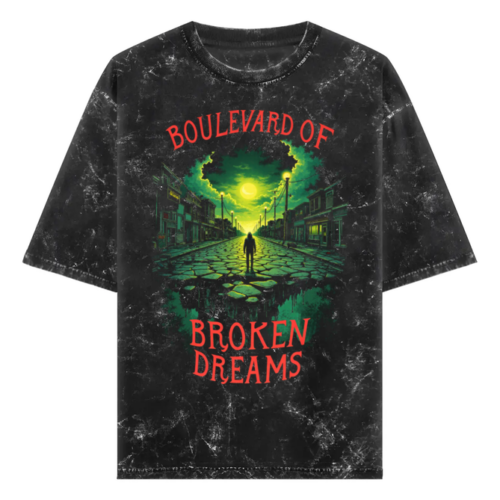 green day acid wash oversized t shirt boulevard of broken dreams
