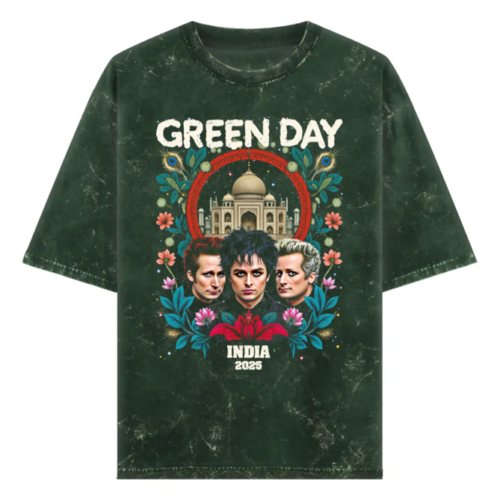green day acid wash oversized t shirt indian art