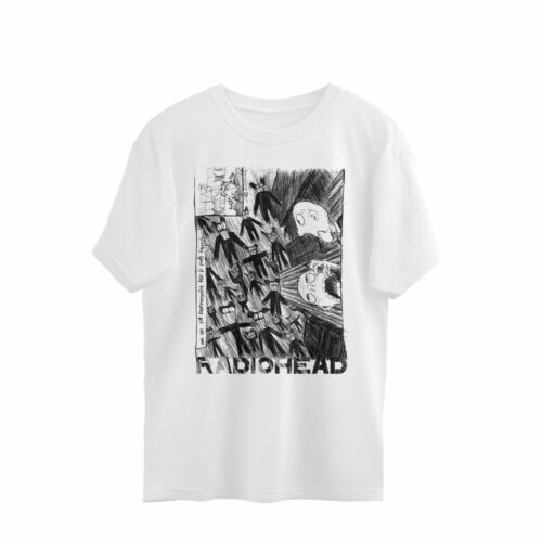 radiohead oversized t shirt (both sides) | sketch art