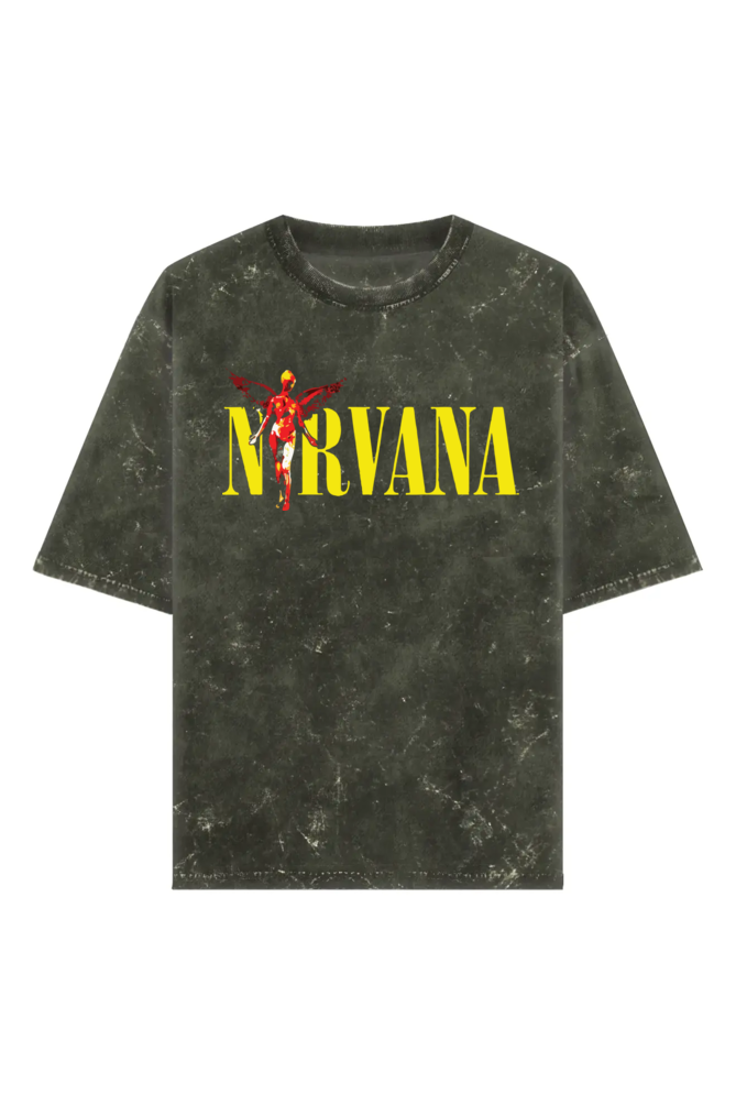 nirvana acid wash oversized t shirt (both sides)