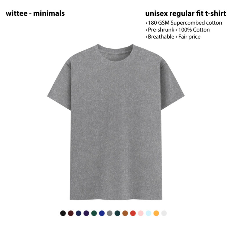 Size M Charcoal Melange Super Combed Regular Fit Cotton T-shirt [180 GSM][30+ colors]