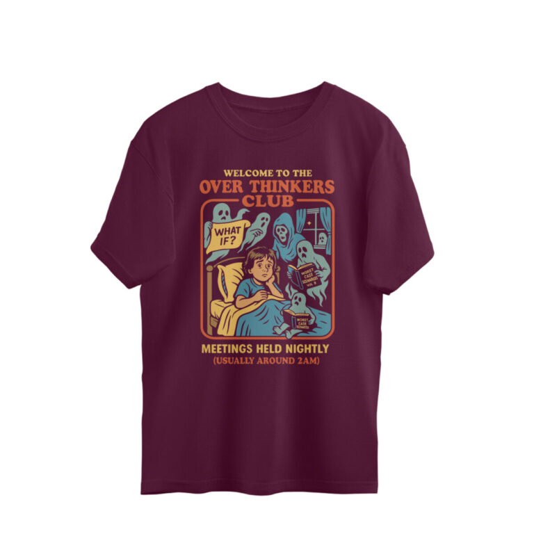 overthinking club oversized t shirt retro comic art