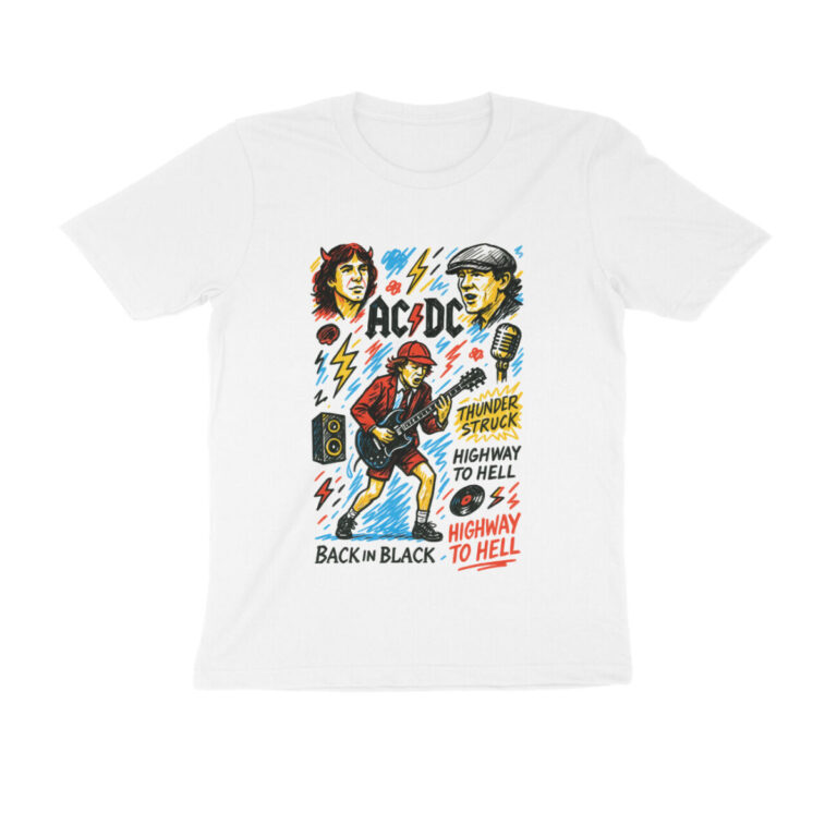 ac dc t shirt doodle collage