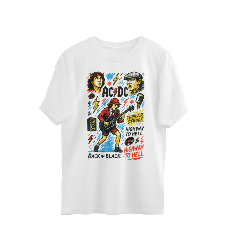 ac dc oversized t shirt | scribble collage