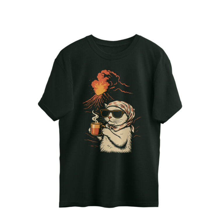 chill cat oversized t shirt | coffee volcano