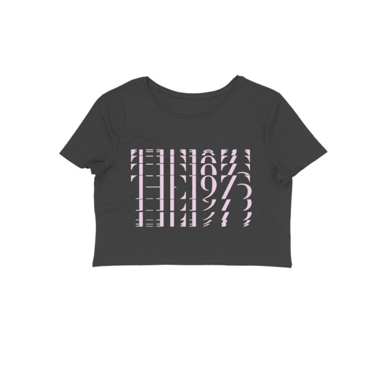 the 1975 band crop top | stylized text