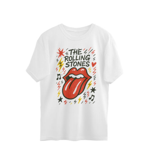 the rolling stones oversized t shirt doodle art