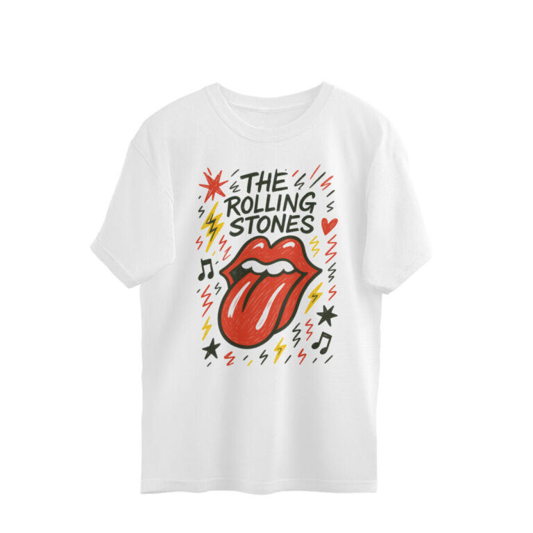 the rolling stones oversized t shirt doodle art