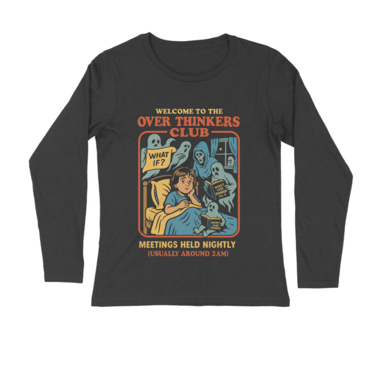overthinking club full sleeves t shirt retro comic