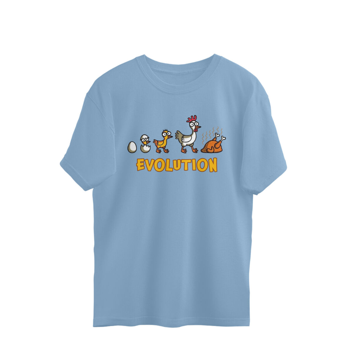 front-684c19ac5a622-Baby_Blue_S_Oversized_T-shirt.jpg funny oversized t shirt chicken evolution