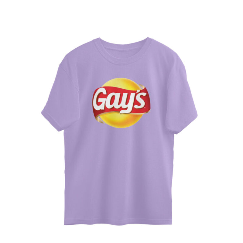 Size L Iris Lavender Twisted Logo Oversized T-shirt - Gays