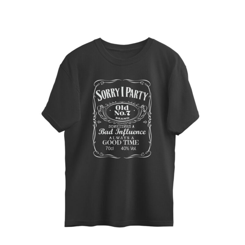 party lover oversized t shirt whisky stlye