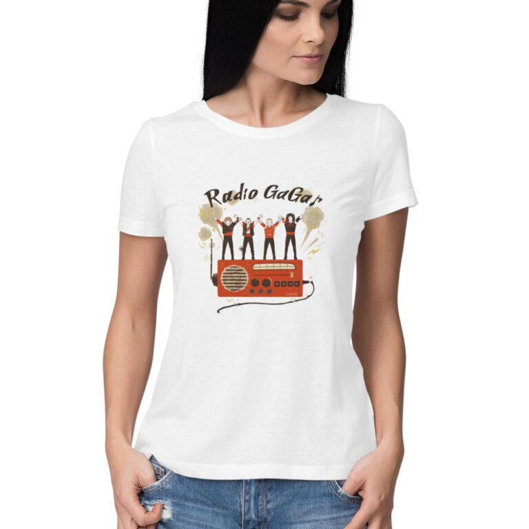 queen band womens t shirt radio gaga