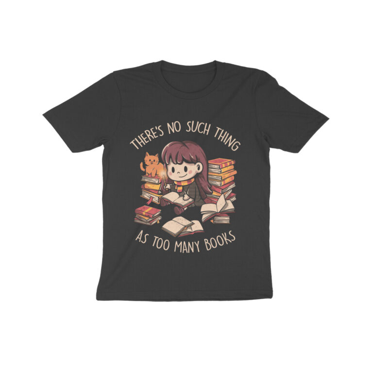 book lover kids t shirt too many books