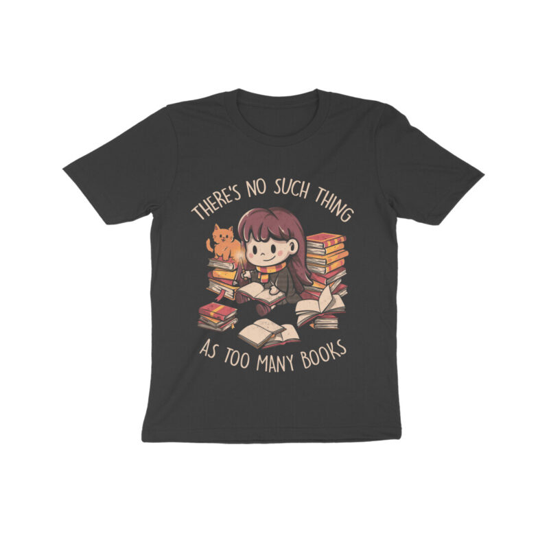 book lover kids t shirt too many books