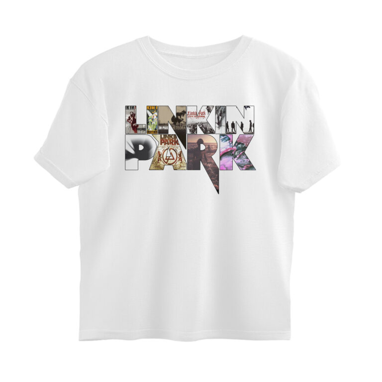 linkin park oversized t shirt album logo collage