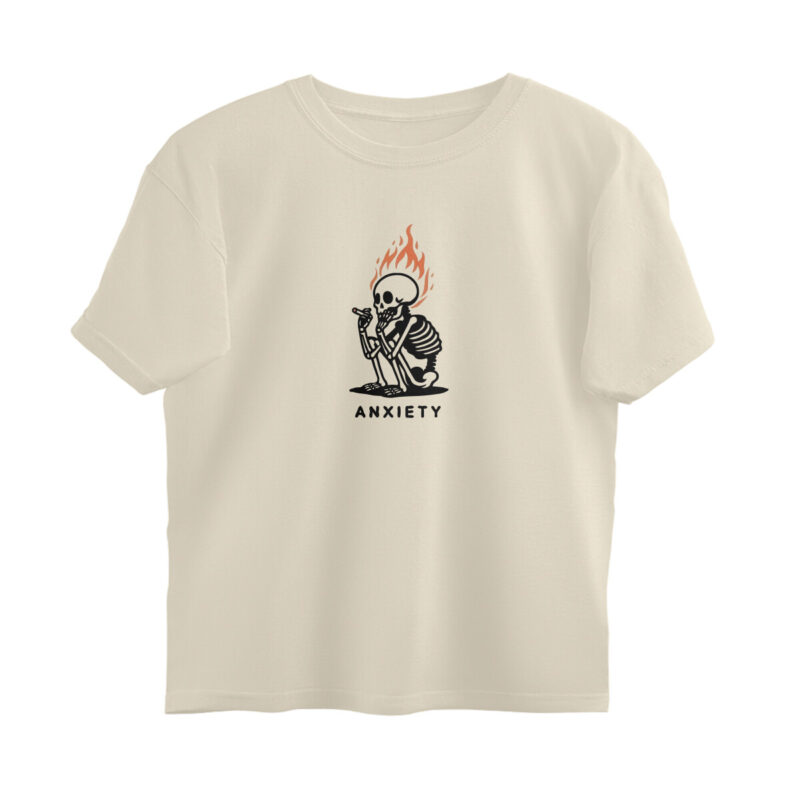 anxiety oversized t shirt skull fire