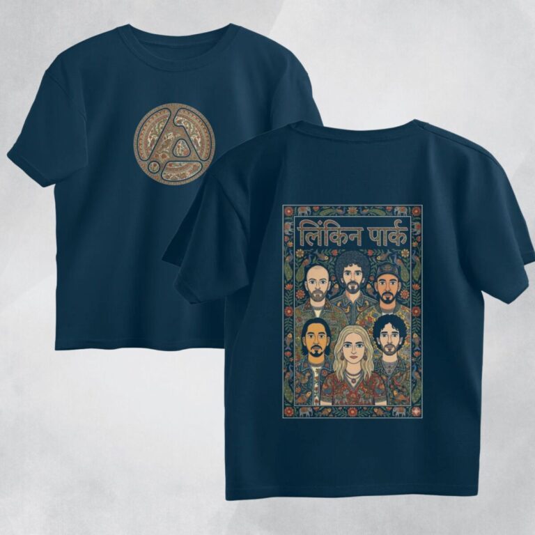 linkin park oversized t shirt madhubani art (both sides)