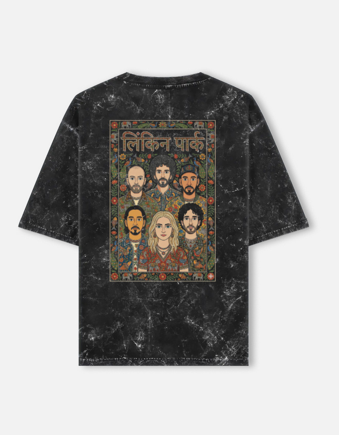 linkin park washed oversized t shirt indian art