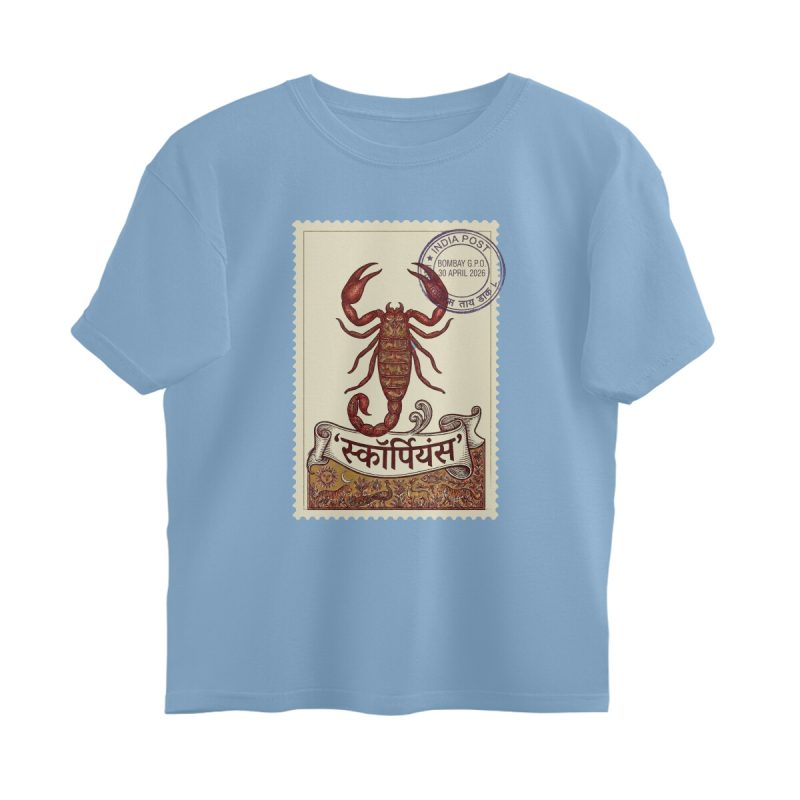 Size XL Baby Blue Scorpions Oversized T-shirt - Post Stamp Mumai