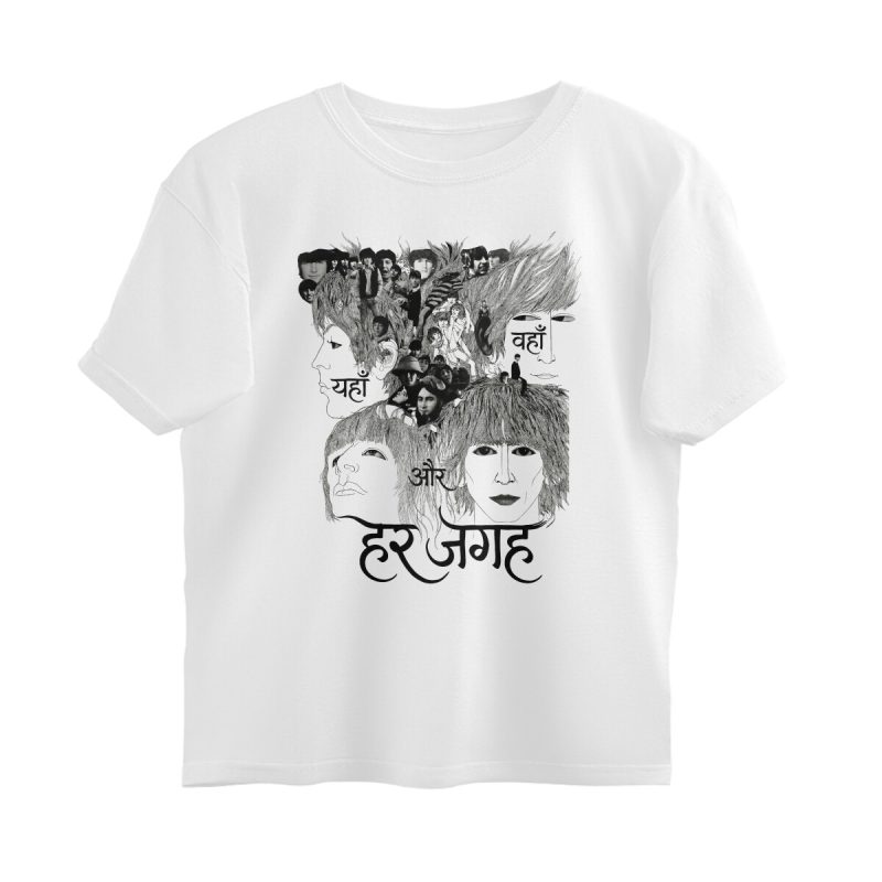 Size L White The Beatles Oversized T-shirt - Yahaan Wahaan aur Har Jagah